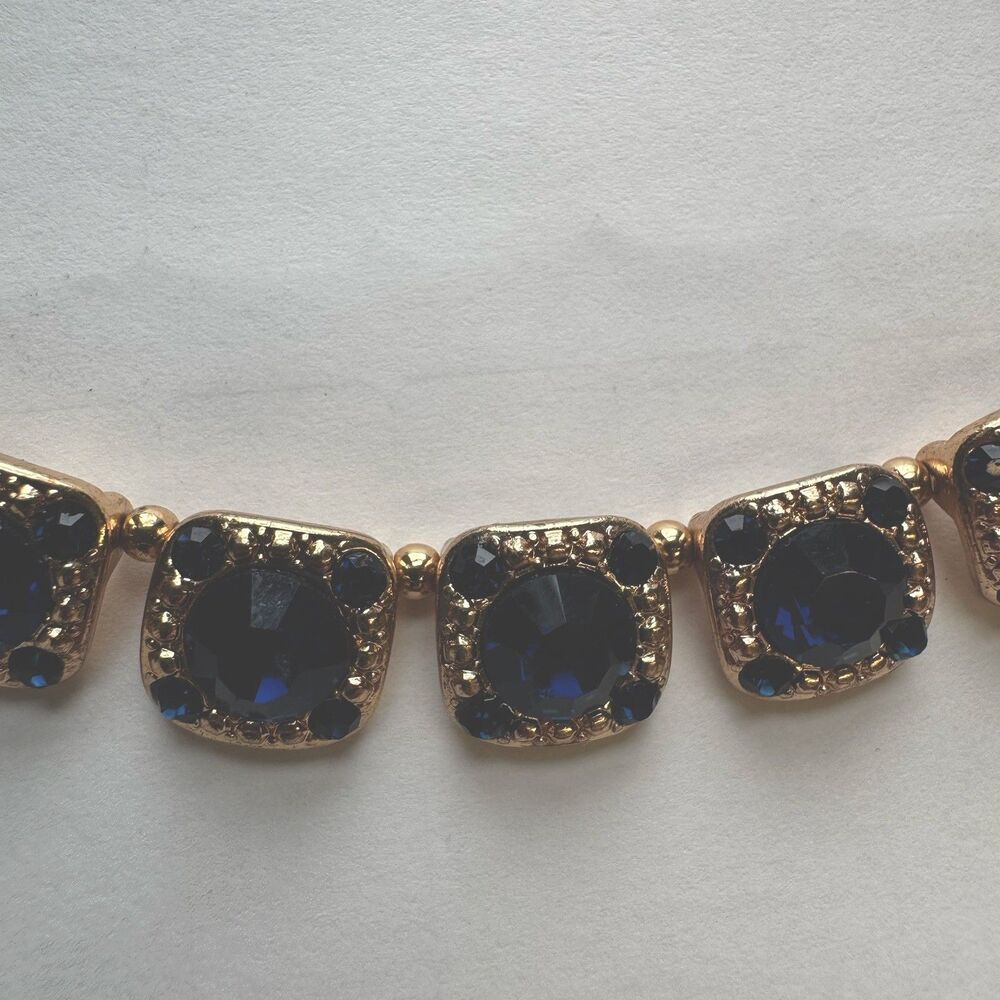 Vintage Necklace Sapphire-like Blue & Black Colored Stones - Picture 3 of 13